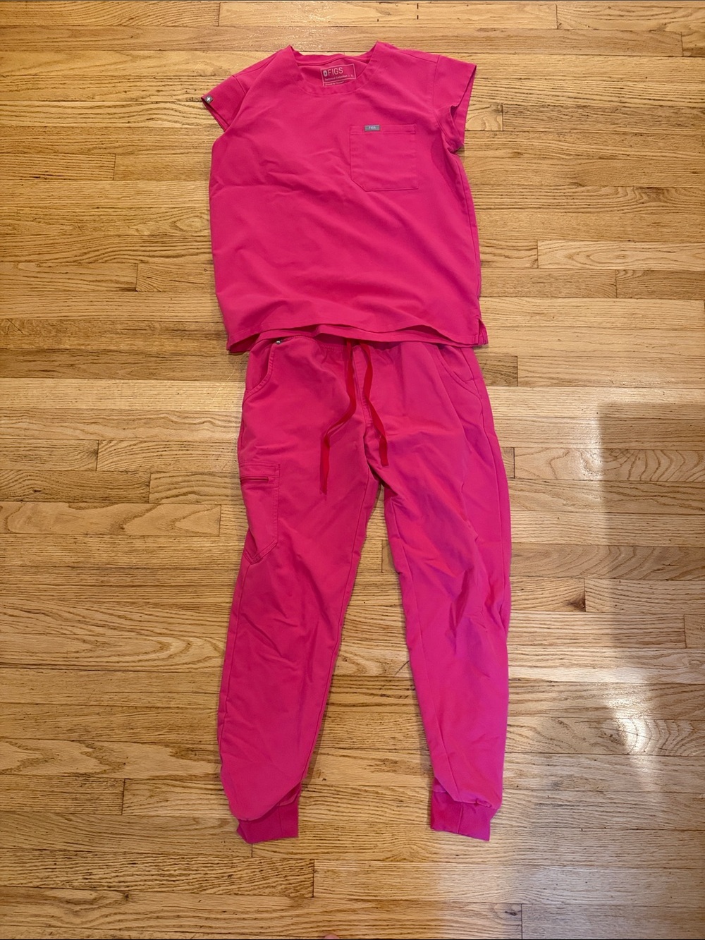 Figs Bright Hot Pink Scrub Top & Jogger Set